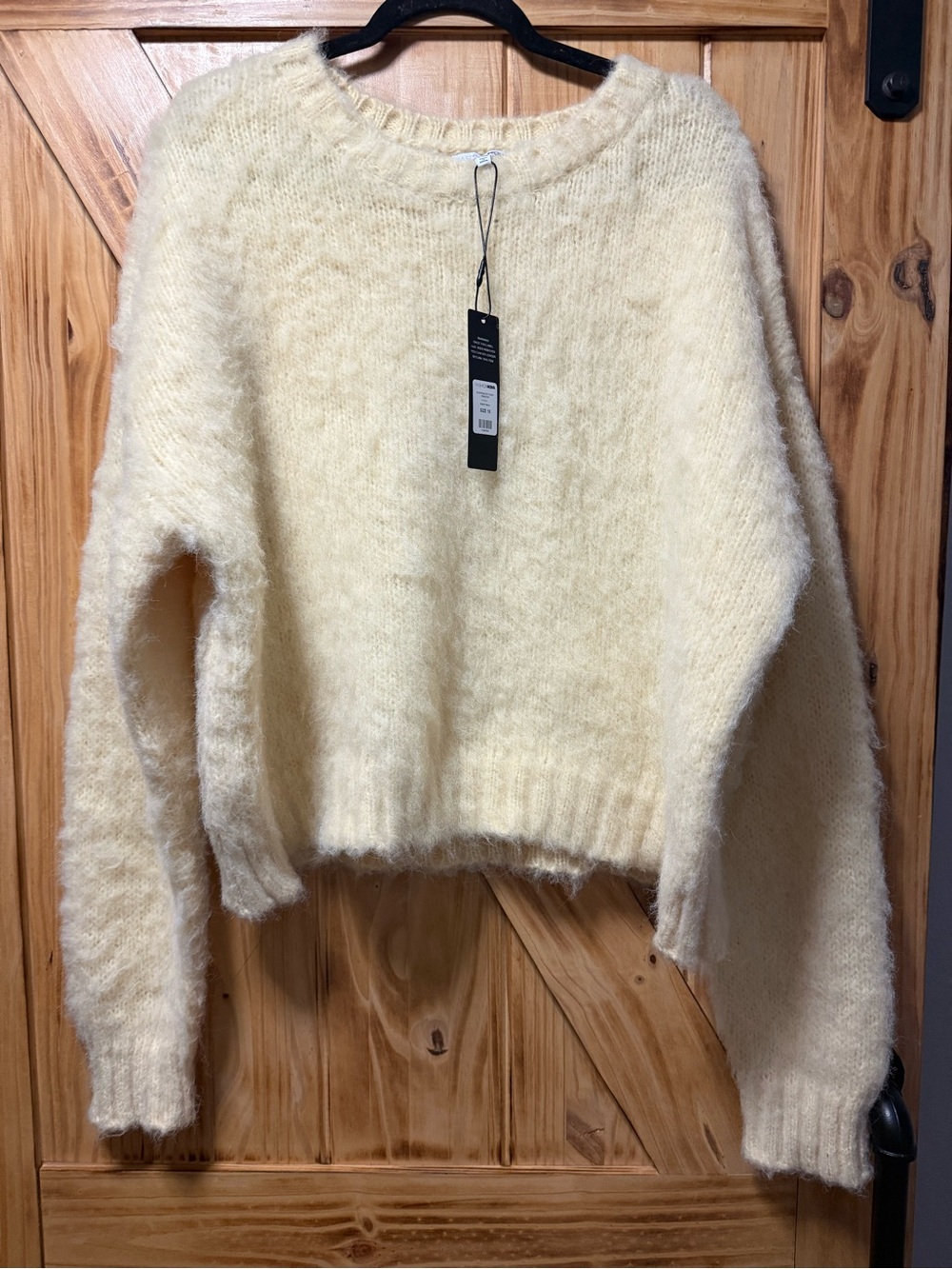 Fashion Nova Plush light yellow Fuzzy Crewneck Sweater